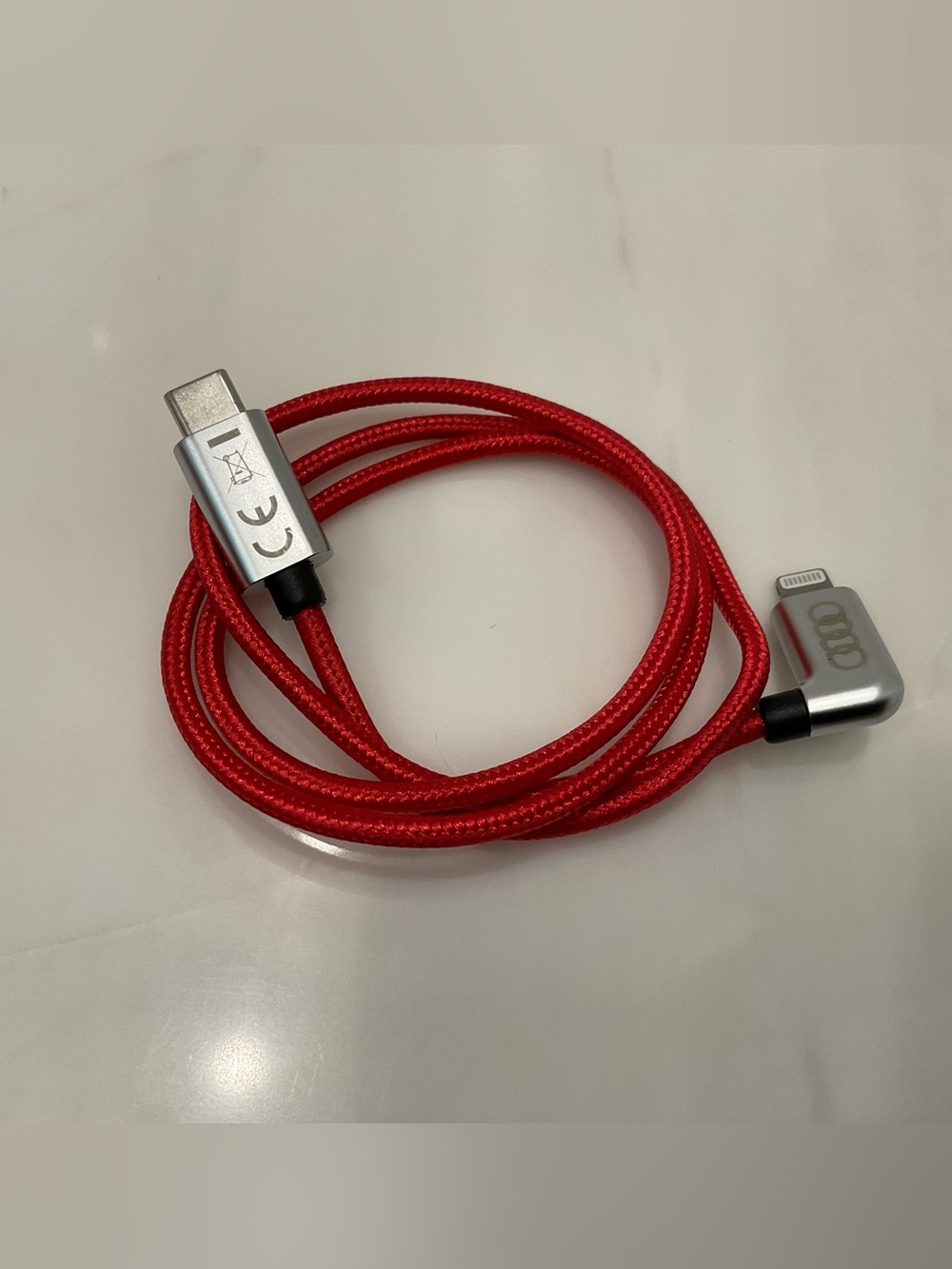 AUDI USB-C to LIGHTNING Braided Charging Cable - 27” long - RED - R56